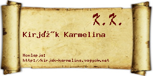 Kirják Karmelina névjegykártya
